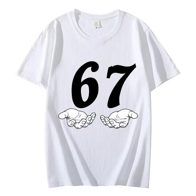 Six Seven 6 7 Meme Funny Hands T-shirt High Street Trend Fashion Short Sleeve T-shirts Men Women Clothing Casual Cotton T Shirts