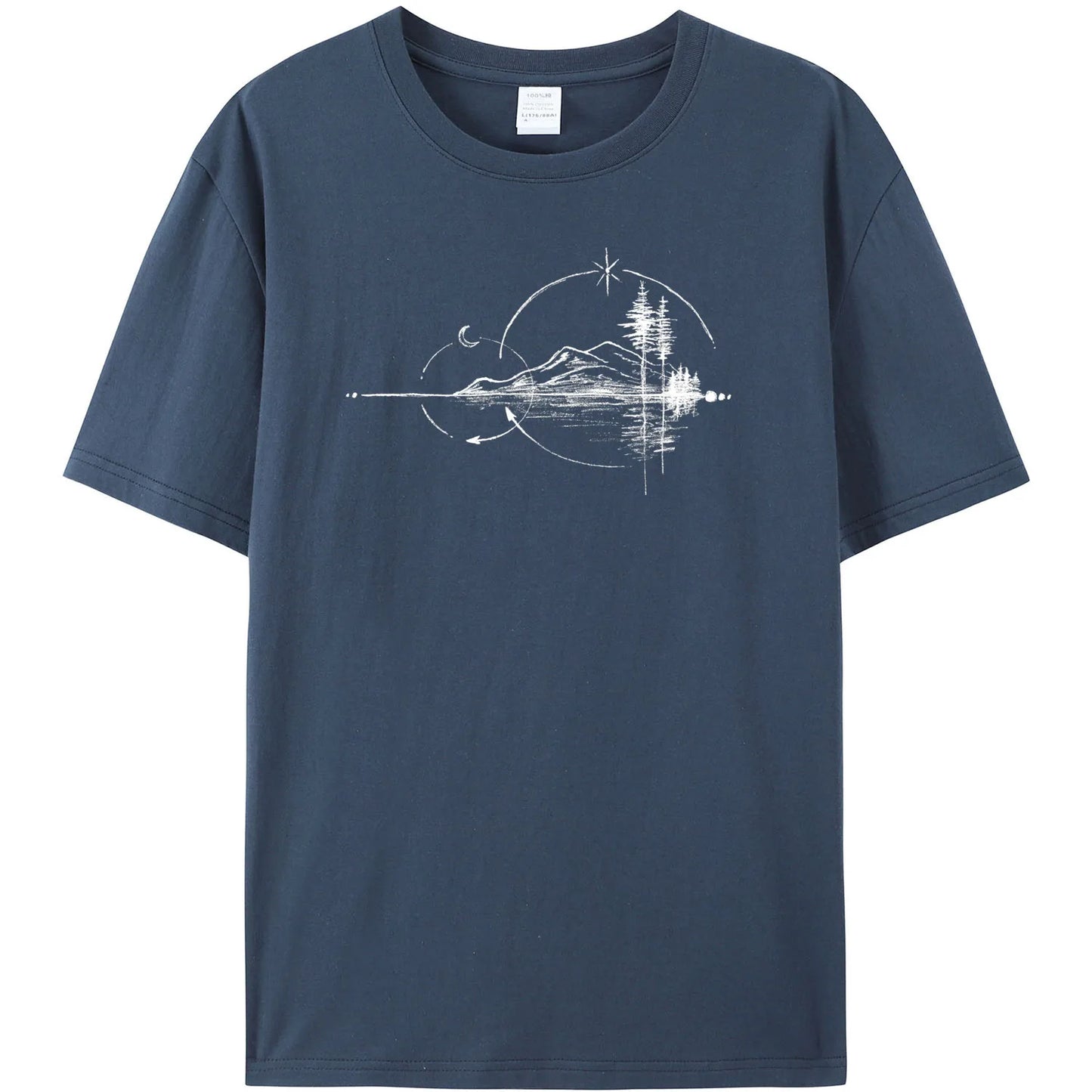 Men's Geometric Mountain Short-Sleeve Printed Casual T-Shirt 180GMS 100% Cotton Funny Graphic Outdoor Nature T Shirts For Summer