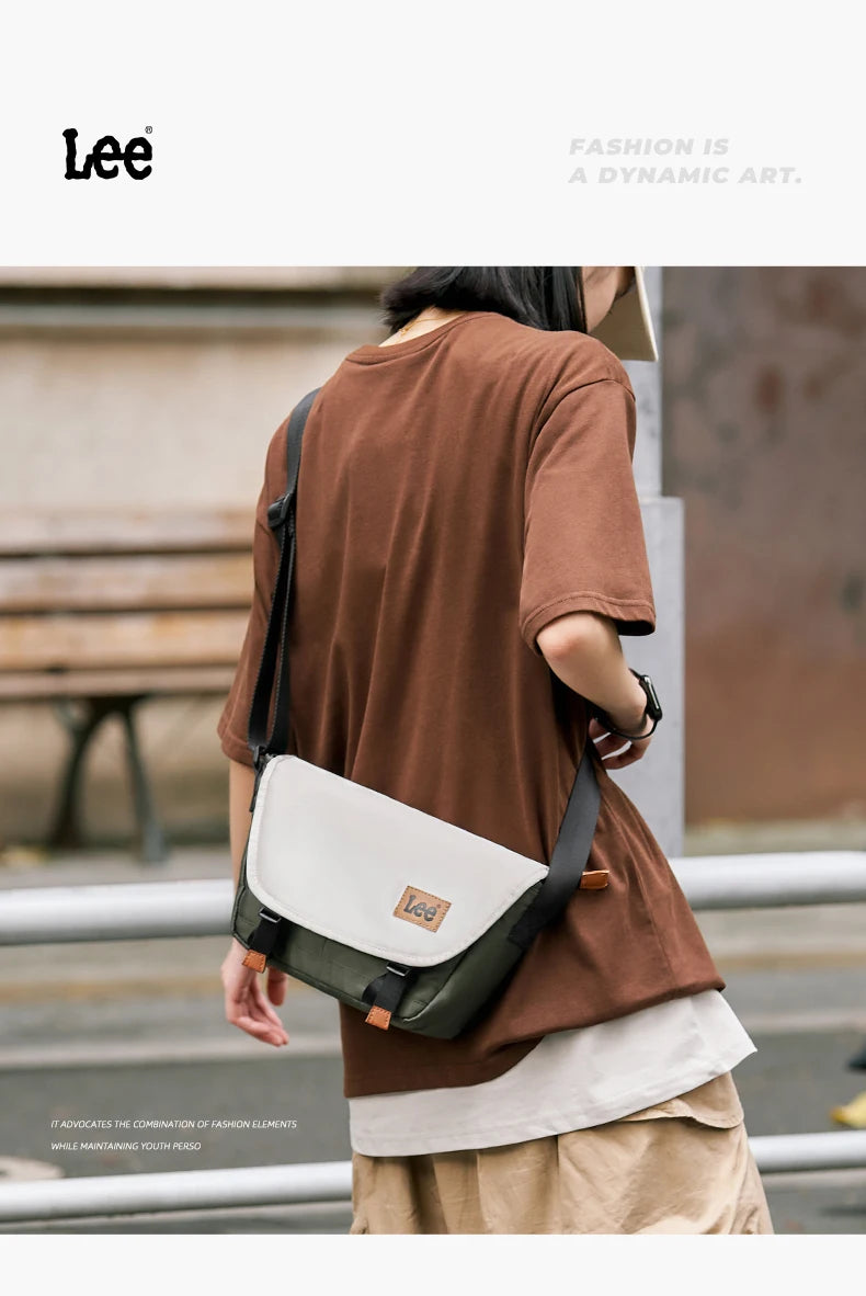 LEE Oxford Waterproof Women Shoulder Bag Vintage Messenger Bag Scratch-Resistant Casual Travel Crossbody Bag Ladies Daily Use