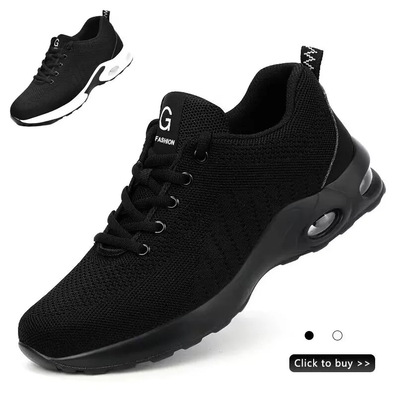 Summer Air Cushion Work Safety Shoes For Men Breathable Work Sneakers Steel Toe Shoes Anti-puncture Safety Protective Shoes