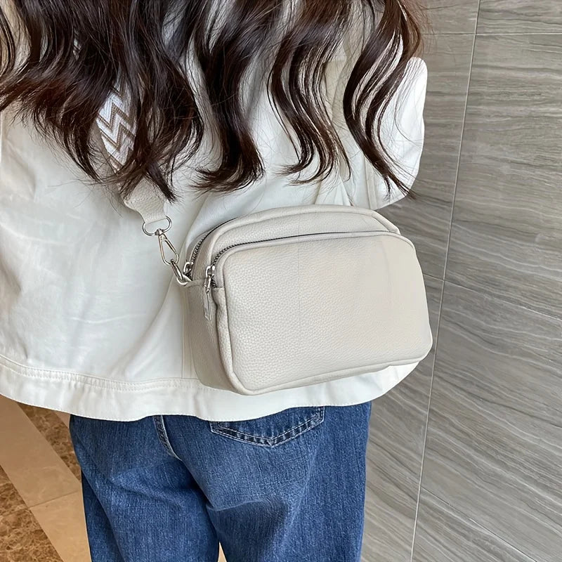 Stylish Crossbody Bag for Women Leather Messenger Bag, Versatile Shoulder Bag with Adjustable Geometric Pattern Design Strap