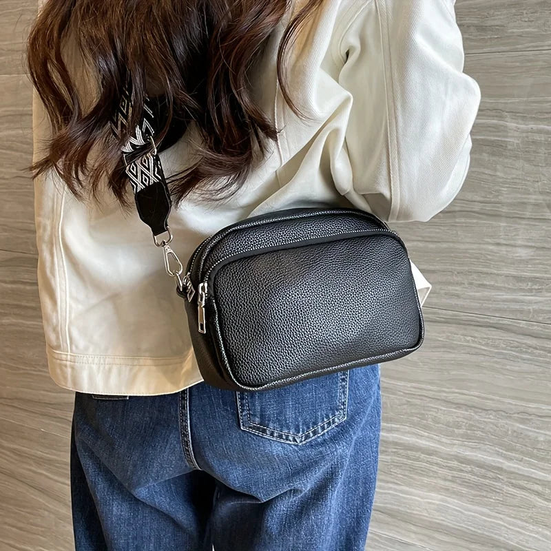 Stylish Crossbody Bag for Women Leather Messenger Bag, Versatile Shoulder Bag with Adjustable Geometric Pattern Design Strap