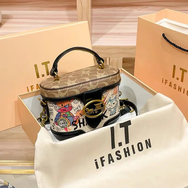 Ladies' handbag, high-end chain bag, women's 2025 new retro carriage bag, hand-held crossbody cylindrical bag, water bucket bag