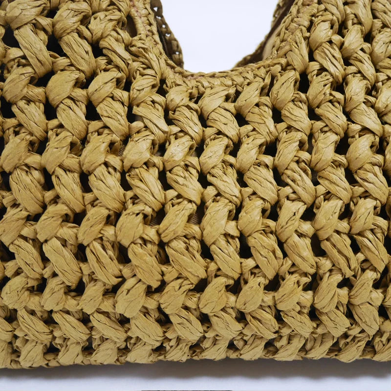 Fashion Straw Clip Shell Clutch Bag for Women Designer Paper Woven Handbags Casual vintage Handmade Summer Beach Bag 2025