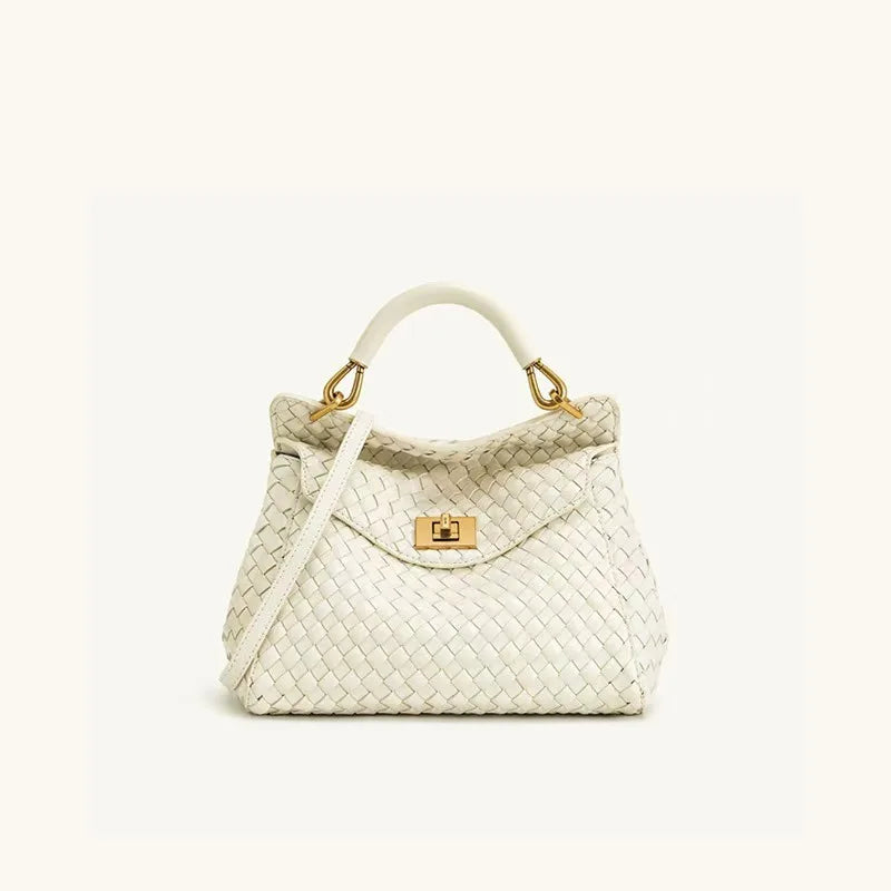 JWPEI Lucia Elegant Buckle Genuine Leather Handbag for Women, Urban Casual Commuter Shoulder and Crossbody Bag