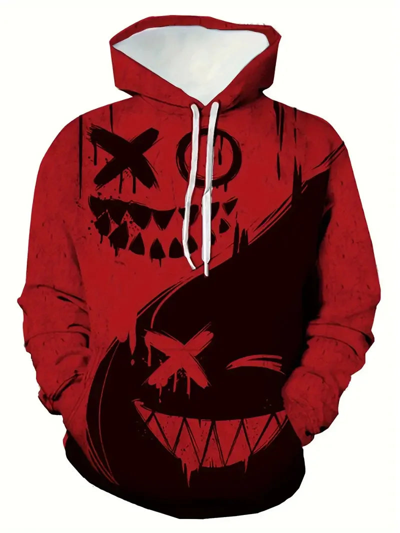 Men's Creative Smiling Face Pattern Printed Hoodie Fashionable Men's Trendy Hoodie Casual Design Hoodie With Pocket Streetwear