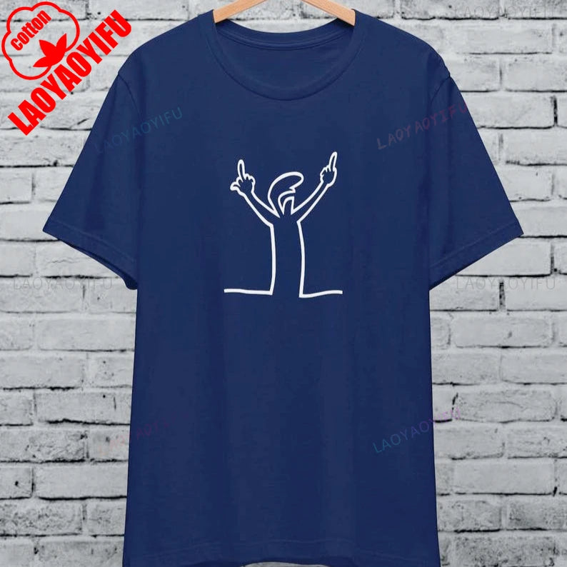 Angry La Linea Unisex T-Shirt for Men Women The Line Osvaldo Vintage Funny Gift 80s Cartoon Summer Casual Comfort Cotton Tees