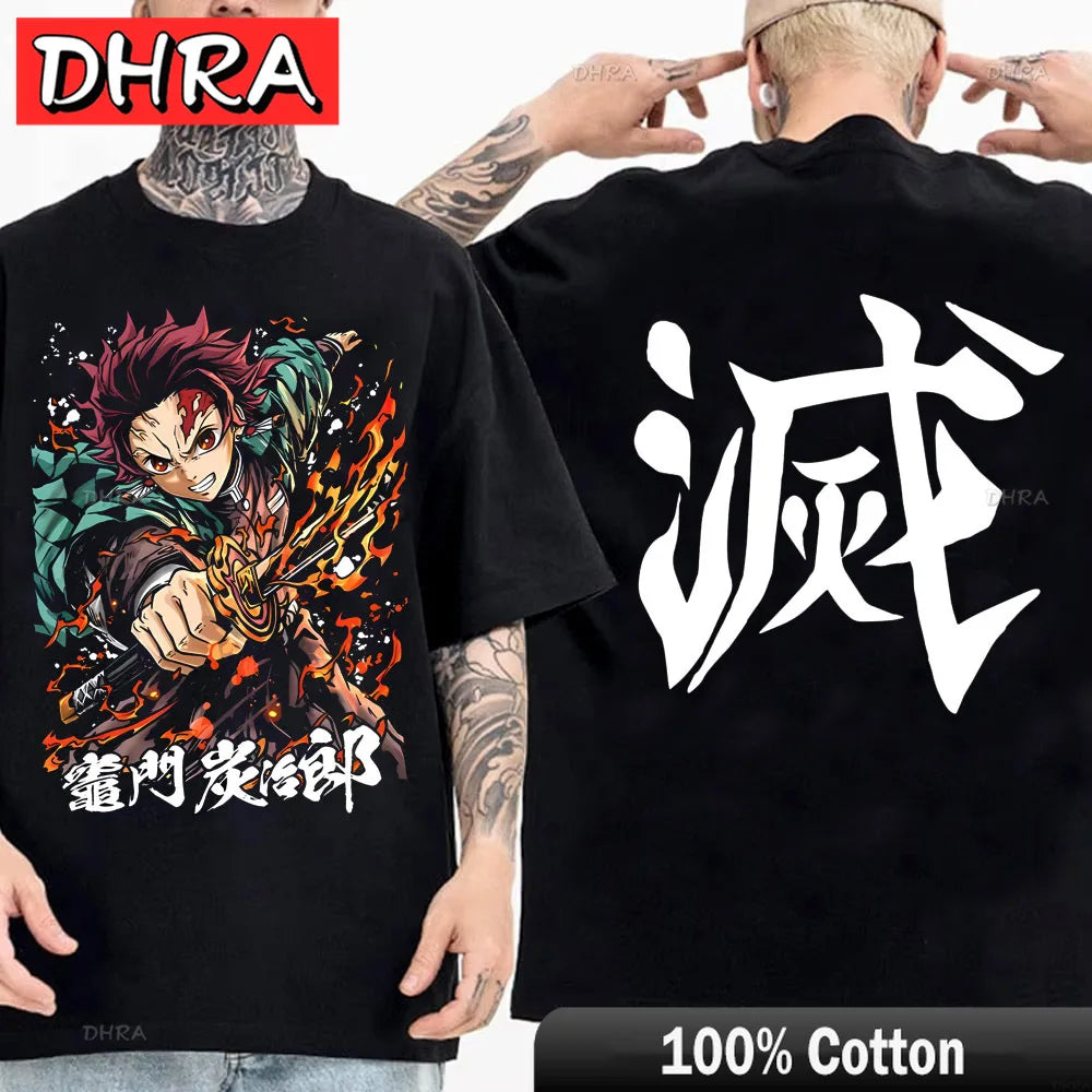 Japanese Anime Shirt Demon Slayer Infinity Castle T Shirt Men Cartoon Kimetsu No Yaiba Cotton Streetwear Clothes  Cool Y2K Tees