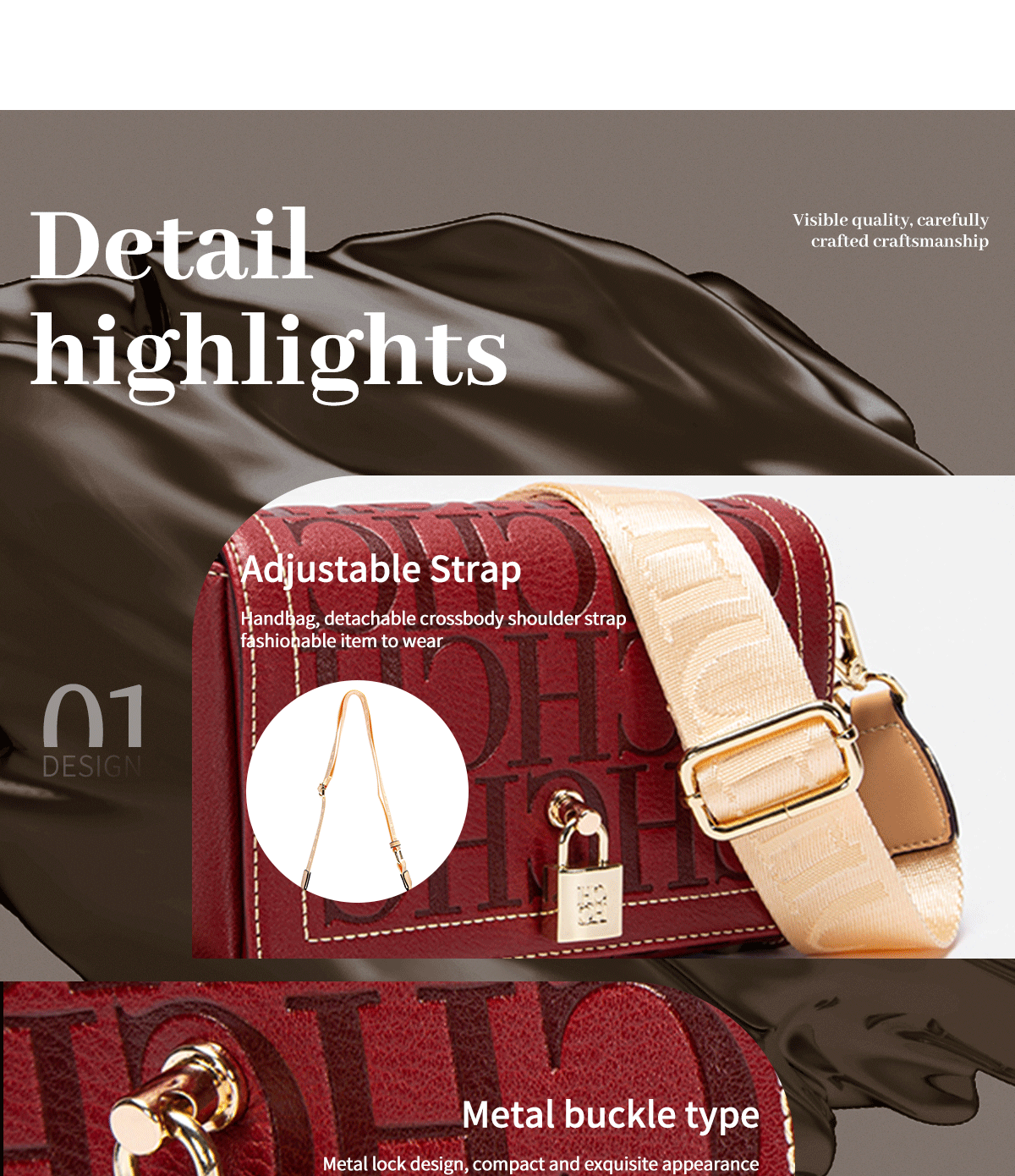 Classic Style Fashion Ladies Shoulder Bag Exquisite Craftsmanship Letters Printing Design Minimalist Women's Crossbody Bag