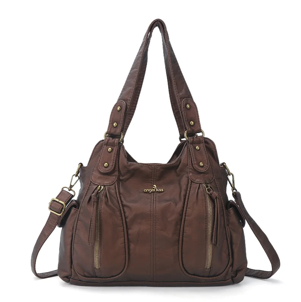 Vintage Bag PU Leather Shoulder Bags Women Handbags Female Satchel Large Fashion Crossbody Bag Black Leopard bolsa feminina