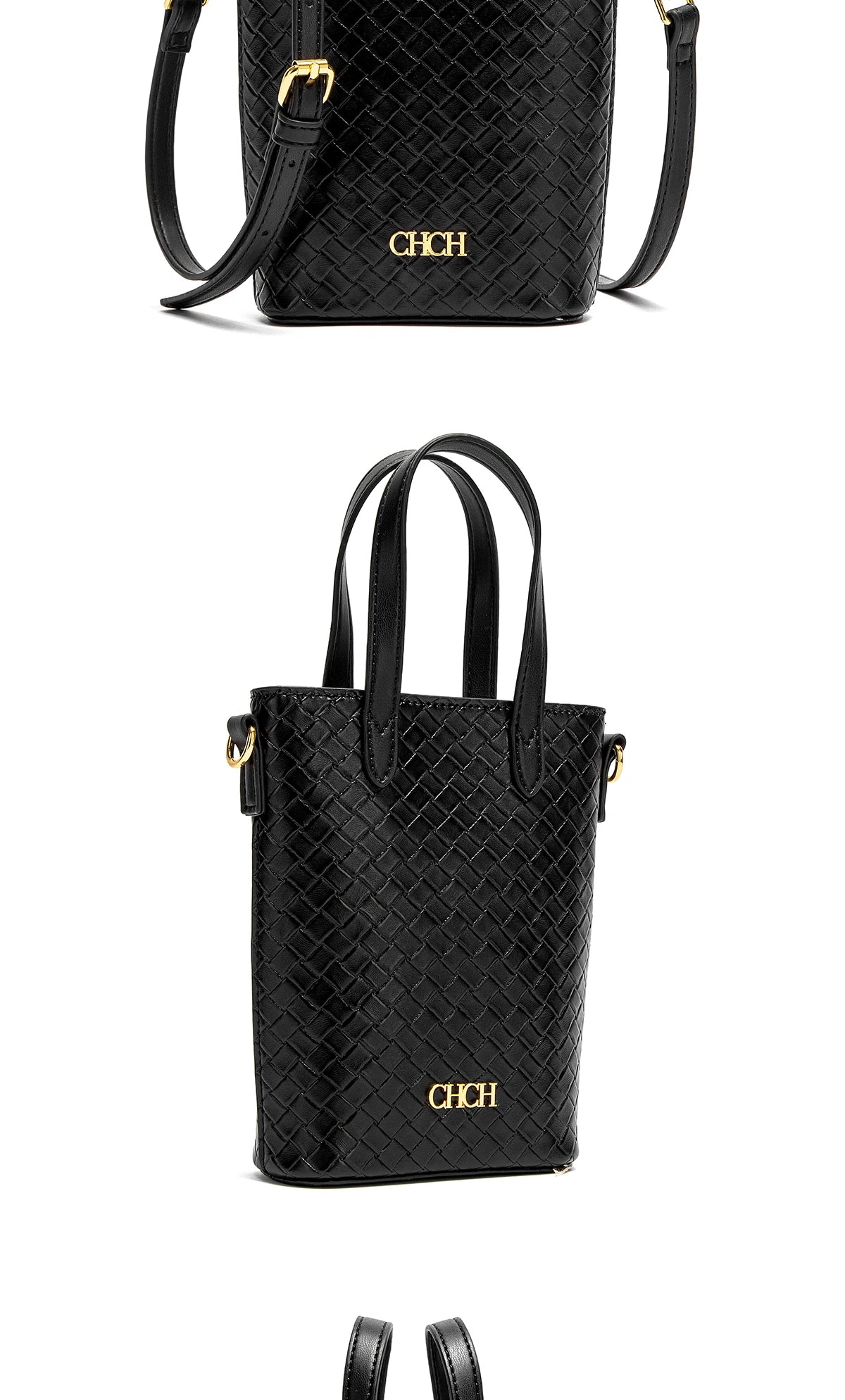 CHCH Women's Phone Bag 2025 New Black Simple Texture Women's Crossbody Bag Wallet
