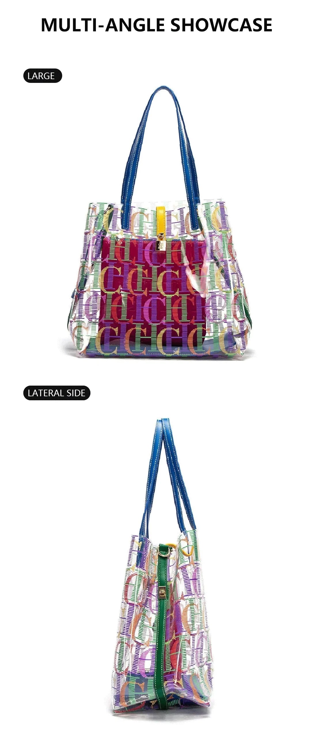 CH Travel Crossbody Bag Women's Large Capacity Clear Tote BagLuxury Brand Delicate Jelly Bag with Monogram Shopping Bag