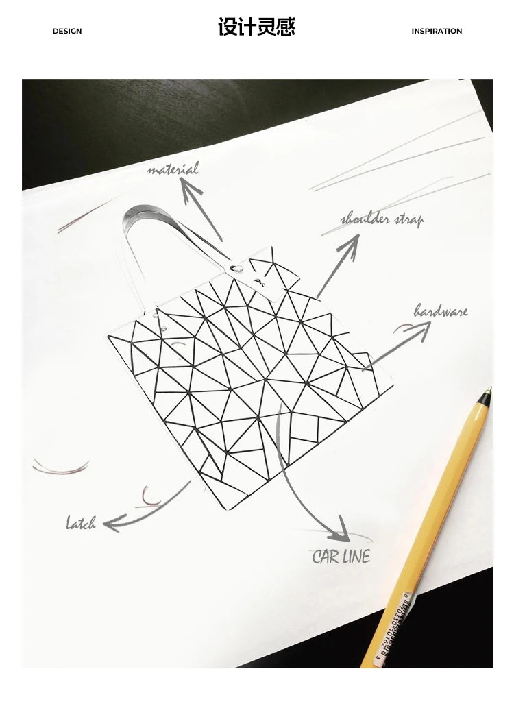 Diamond-Patterned Bag for Women, Summer Versatile New Geometric Diamond-Patterned Bag, Internet Celebrity Shoulder Handbag, Tote Bag