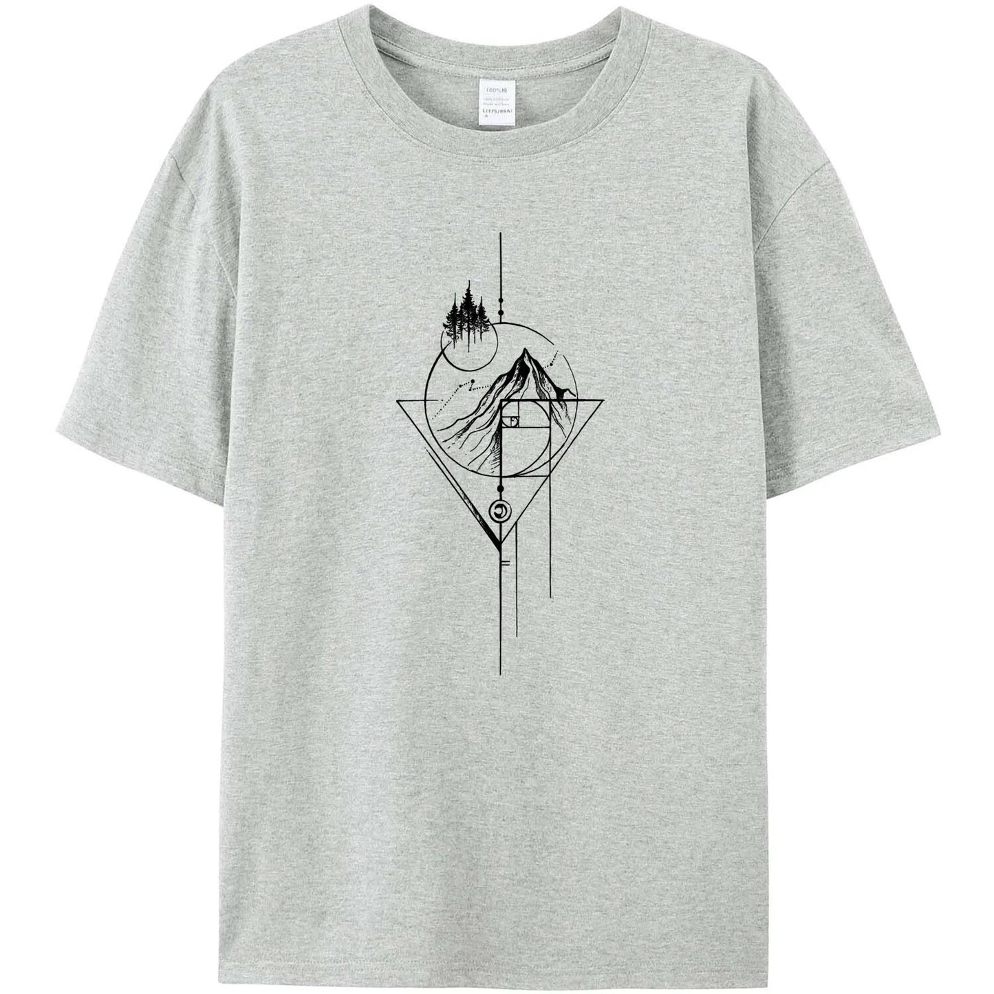 Men's White Fibonacci Short-Sleeved Printed Casual T-Shirt 180GMS 100% Cotton Funny Graphic Outdoor Nature T Shirts For Summer