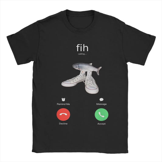 Fih Meme Fish Calling Shirt Misspelled Fih Is Calling Women Crew Neck Pure Short Sleeve Tee Harajuku Sleeve Aesthetic Clothes