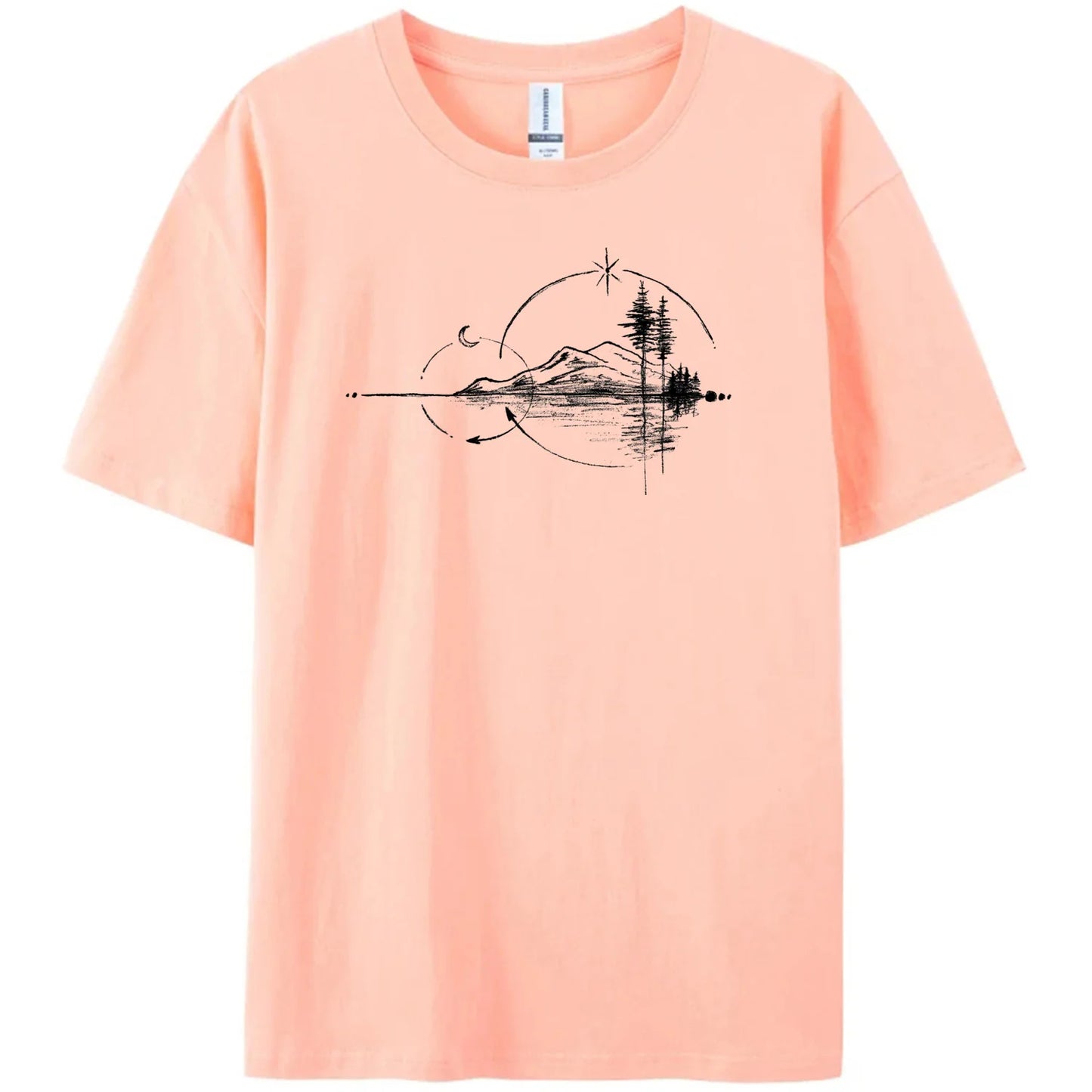 Men's Geometric Mountain Short-Sleeve Printed Casual T-Shirt 180GMS 100% Cotton Funny Graphic Outdoor Nature T Shirts For Summer