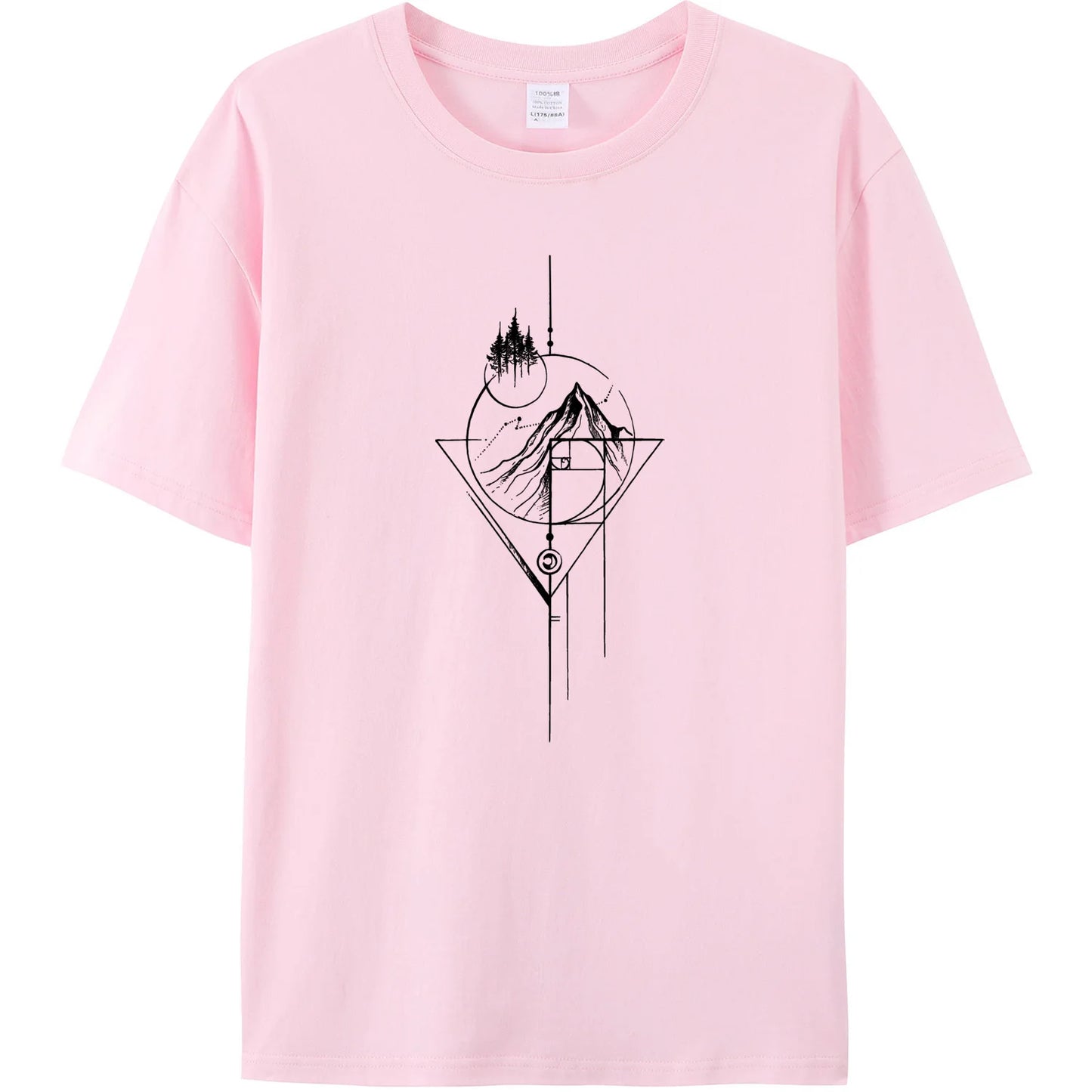 Men's White Fibonacci Short-Sleeved Printed Casual T-Shirt 180GMS 100% Cotton Funny Graphic Outdoor Nature T Shirts For Summer