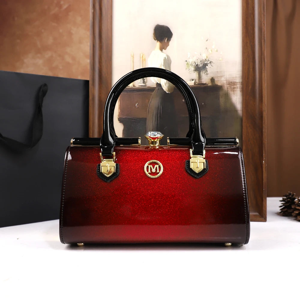 2025 New pillowcase, women's bag, hand-held shoulder, water diamond, middle-aged lady, mother's bag, crossbody bag, retro style