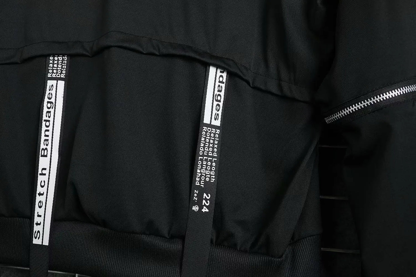 Autumn  Men's Casual Hoodie Sweatshirt Techwear Hip Hop Harajuku Style with Ribbons Patchwork Japanese Streetwear Darkwear