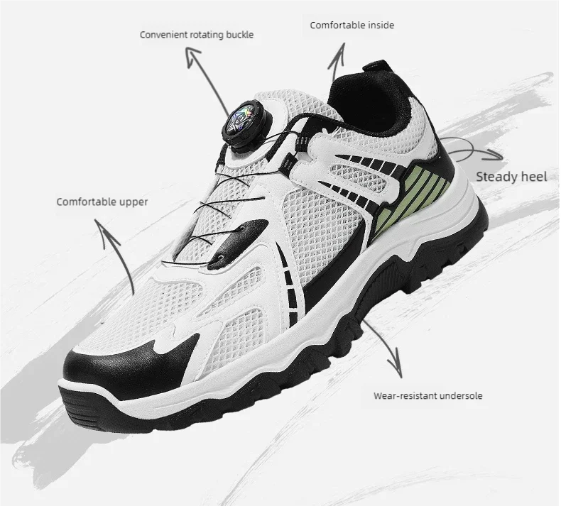 Men's breathable casual sneakers summer soft sole non-slip outdoor running shoes classic Rotating shoelaces light sports shoes