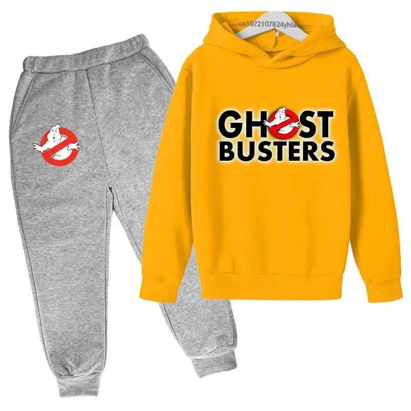 Ghost Busters Kids Funny Cartoon Print Spring Autumn Pullover Hoodie+Jogging Pants 2pcs Tracksuits 2-13 Years Boys Girls Clothes