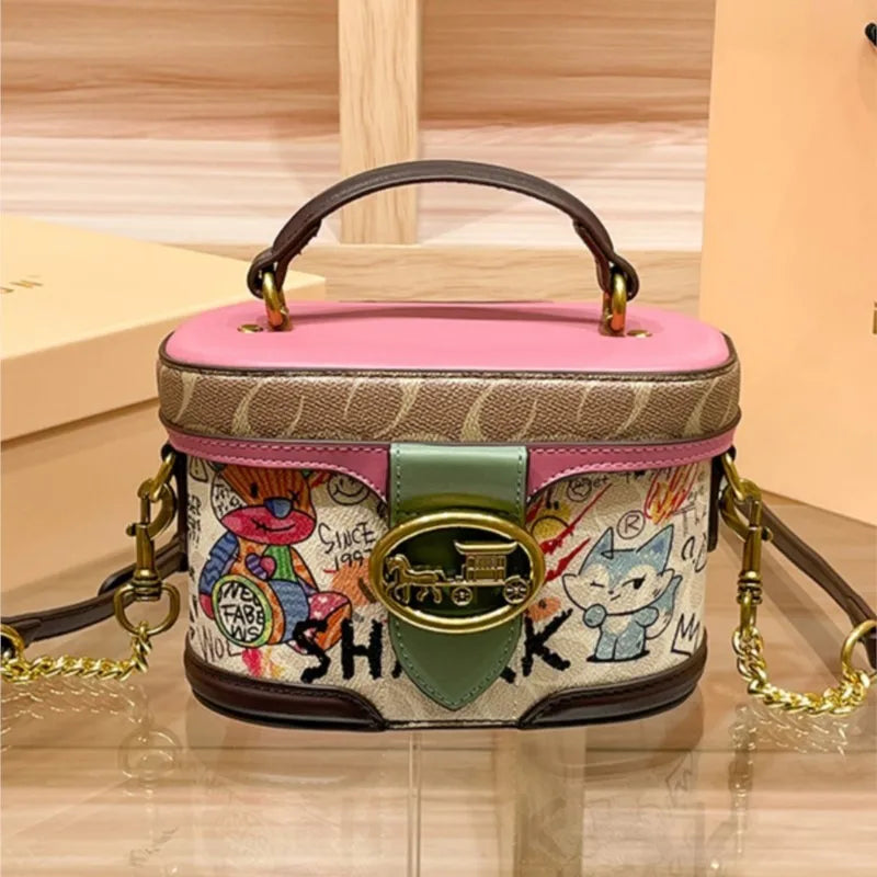 Ladies' handbag, high-end chain bag, women's 2025 new retro carriage bag, hand-held crossbody cylindrical bag, water bucket bag