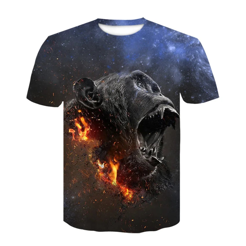 Funny 3D Monkey Graphic T Shirts for Men Clothing Casual Gorilla Animal T-shirt New Men's Hip Hop Short Sleeve T-shirts Tops Tee