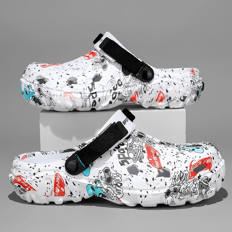 Plus Size46 47 Men Clogs Sandals Summer Outdoor Garden Clogs Hole Shoes Male Casual Shoes Water Shoes Comfort Home Soft Slippers