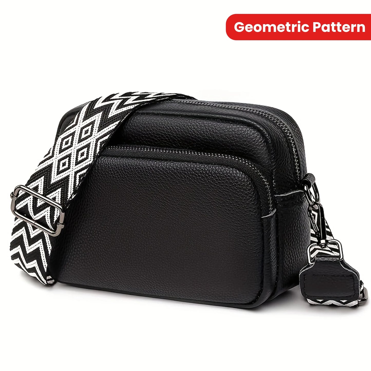 Stylish Crossbody Bag for Women Leather Messenger Bag, Versatile Shoulder Bag with Adjustable Geometric Pattern Design Strap
