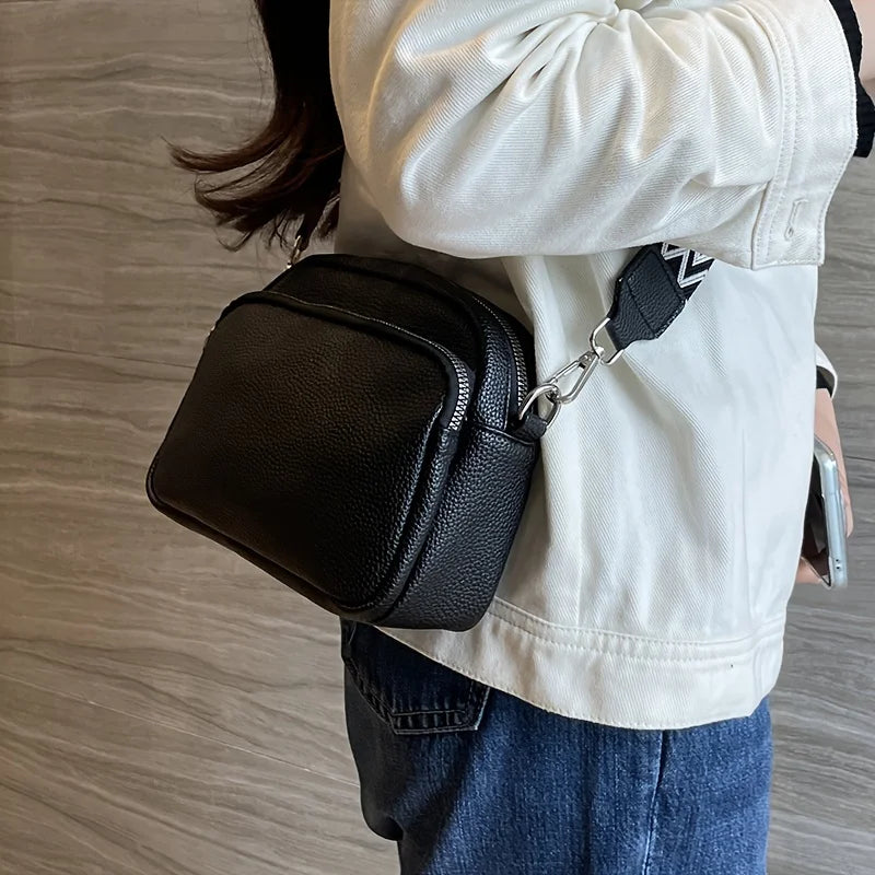 Stylish Crossbody Bag for Women Leather Messenger Bag, Versatile Shoulder Bag with Adjustable Geometric Pattern Design Strap