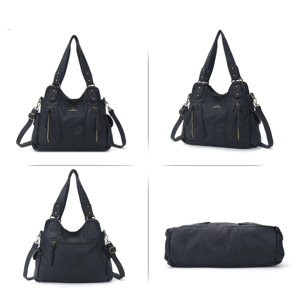 Vintage Bag PU Leather Shoulder Bags Women Handbags Female Satchel Large Fashion Crossbody Bag Black Leopard bolsa feminina