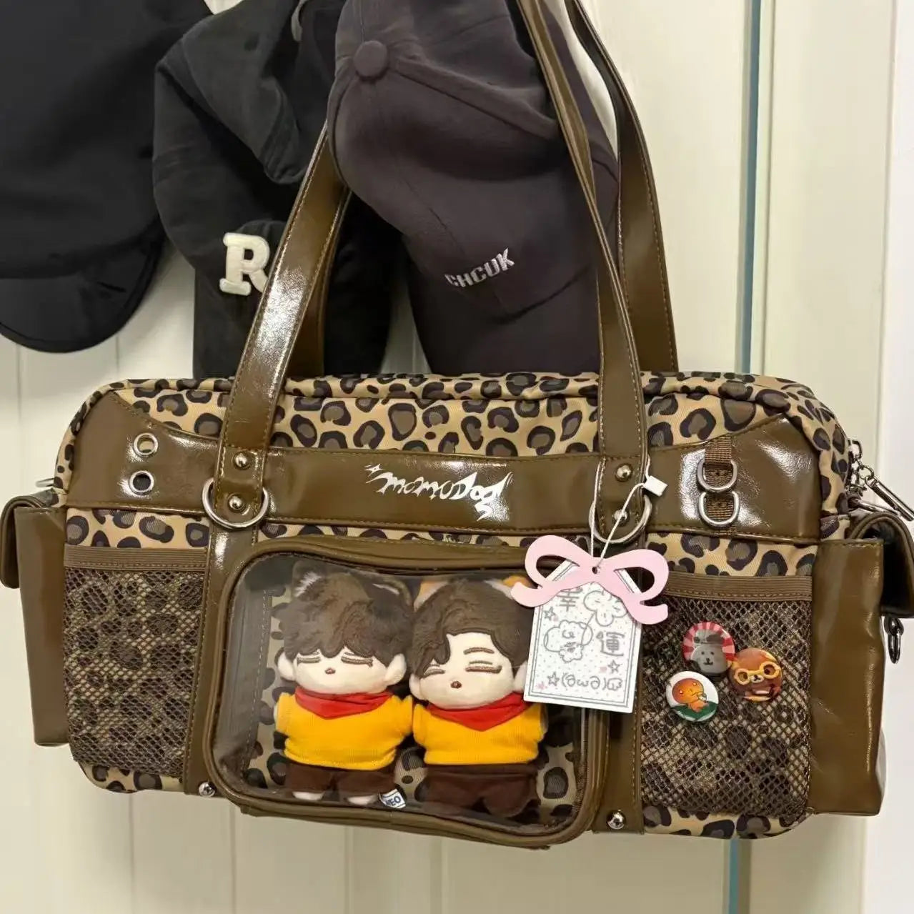 New Y2K Casual Large Capacity Handbag Shoulder Bag Comic Exhibition Crossbody Bag Sweet and Cool Leopard Print Ita Bag for Girls