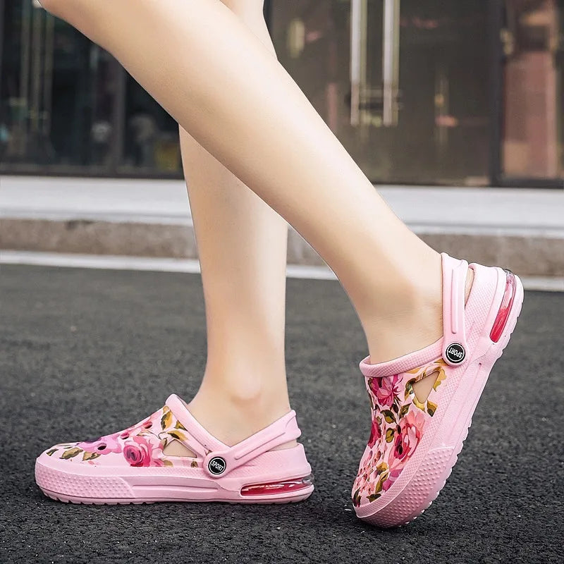 2006 Women's Ethnic Shoes Clogs Soft Sole Two-way Wear for Beach Mules and Pool Women Garden Slides Indoor Nursing Clogs Sandals