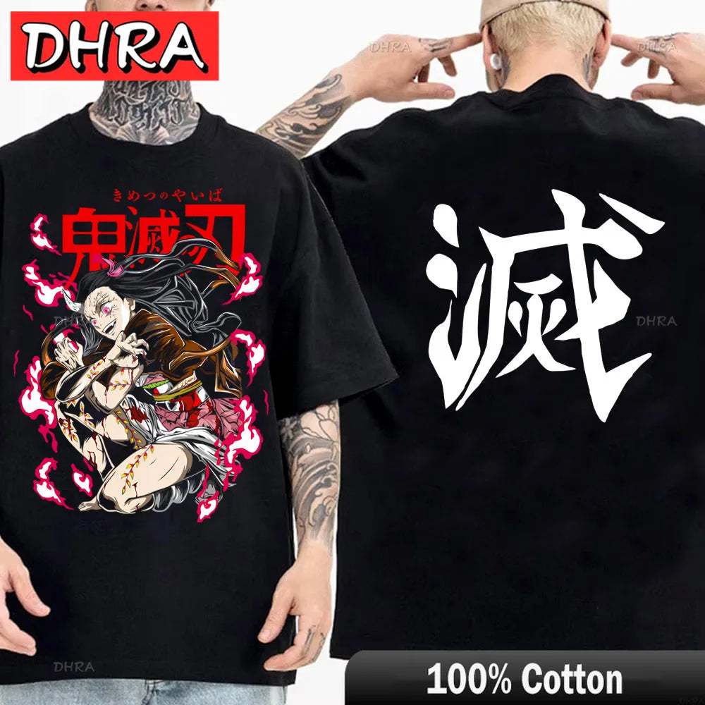 Japanese Anime Shirt Demon Slayer Infinity Castle T Shirt Men Cartoon Kimetsu No Yaiba Cotton Streetwear Clothes  Cool Y2K Tees