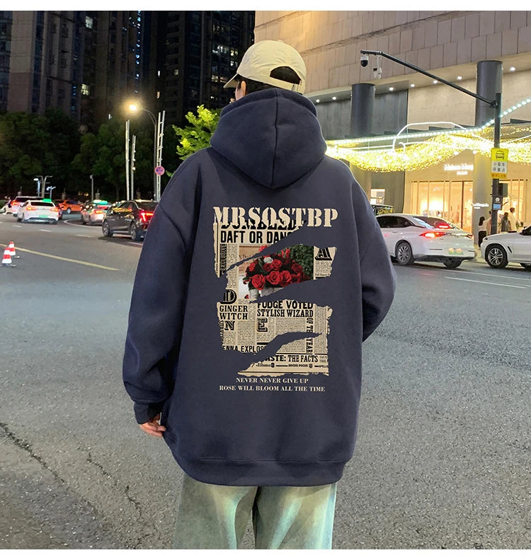 2025 Trendy Letter Print Adult Hooded Sweatshirt Spring Autumn New Loose Trendy Brand Oversized Casual American High Street Top