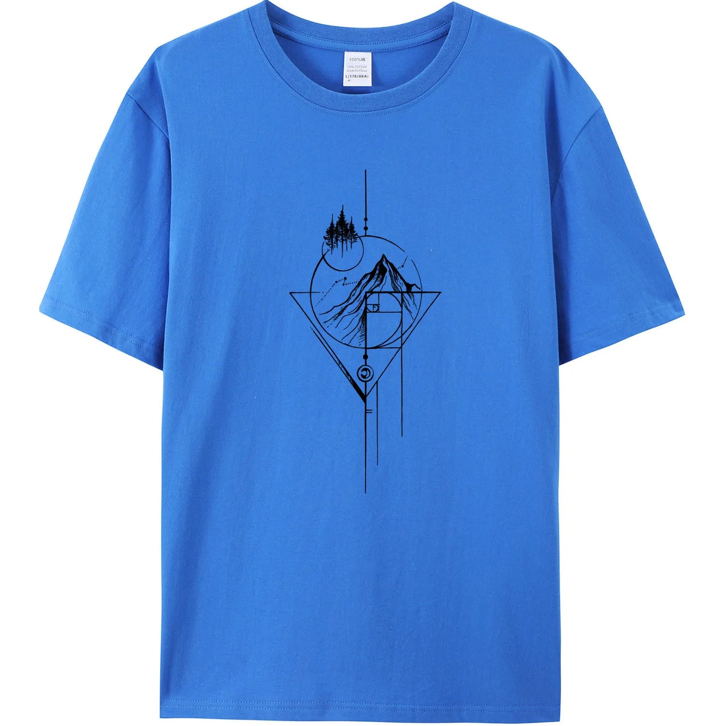 Men's White Fibonacci Short-Sleeved Printed Casual T-Shirt 180GMS 100% Cotton Funny Graphic Outdoor Nature T Shirts For Summer