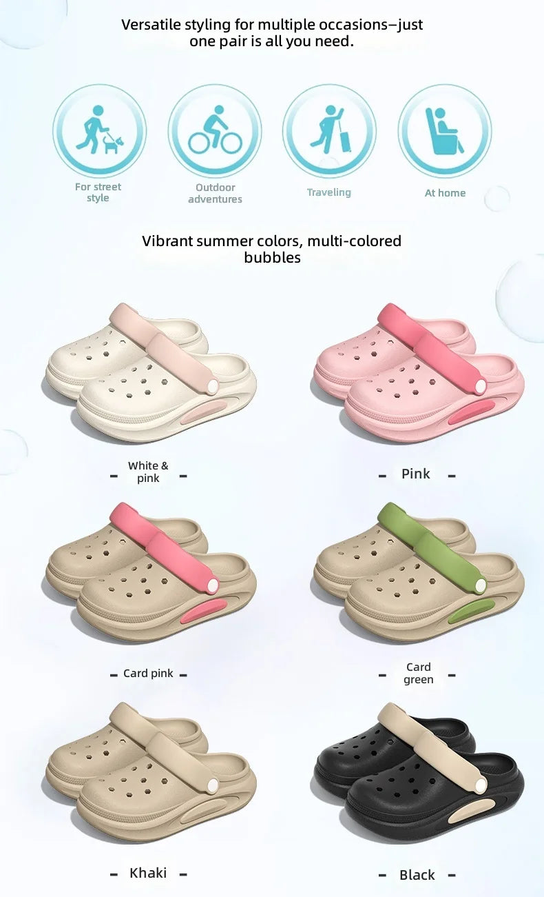 Summer Clogs Women Cute 3D Charms Garden Sandals Lightweight Soft EVA Beach Slippers Outdoor Non Slip Fashion Thick  Sole Shoes