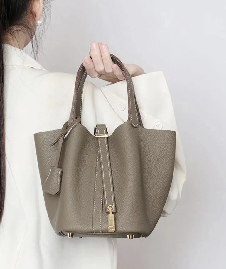 Classic Vegetable BasketpuWomen's Handbag Simple Bucket Bag Mother Bag Fashion Versatile Women's Bag Cross-border