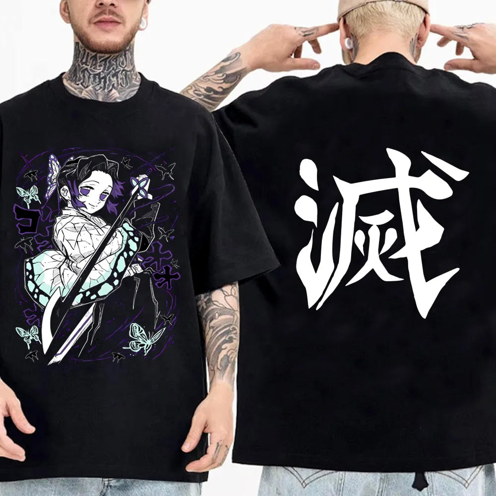 Japanese Anime Shirt Demon Slayer Infinity Castle T Shirt Men Cartoon Kimetsu No Yaiba Cotton Streetwear Clothes  Cool Y2K Tees