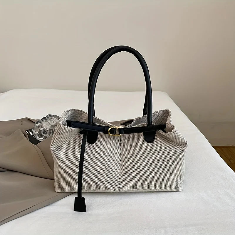 Retro Large Capacity Shoulder Tote Bag for Women Durable Material Travel Commuter Handbag Suitable for Fitness Swimming Shopping