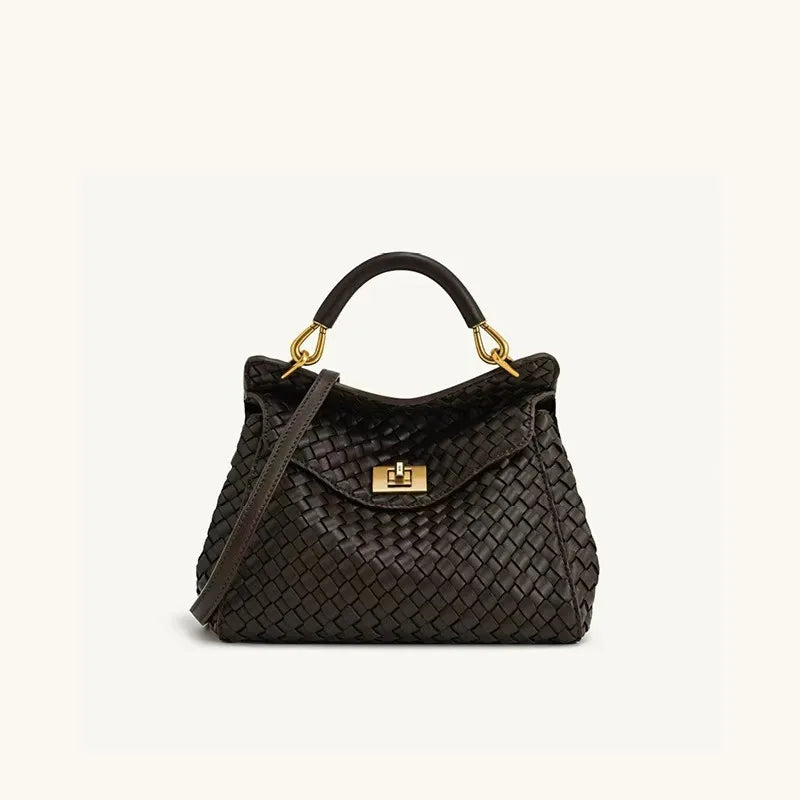 JWPEI Lucia Elegant Buckle Genuine Leather Handbag for Women, Urban Casual Commuter Shoulder and Crossbody Bag