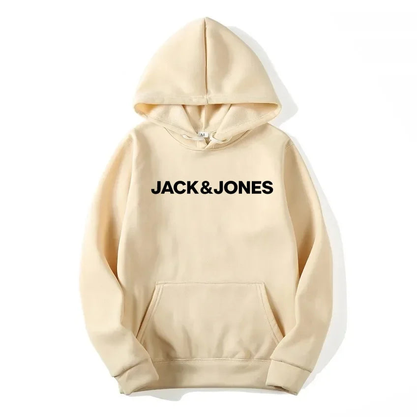 Jack & Jones Men's and Women's Hooded Sweatshirts, Fashionable Loose and Casual, Comfortable Printed Sportswear, Streetwear