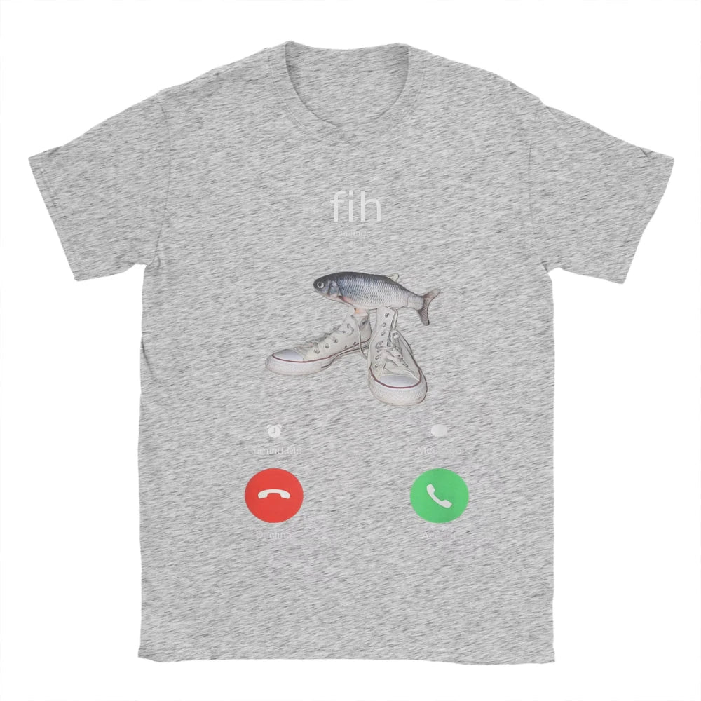Fih Meme Fish Calling Shirt Misspelled Fih Is Calling Women Crew Neck Pure Short Sleeve Tee Harajuku Sleeve Aesthetic Clothes
