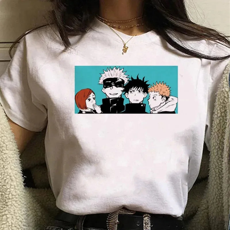 Goth Clothes Gojo Graphic Tshirt Anime Jujutsu Kaisen Funny Summer T-shirt for Women Japanese T Shirts Cartoon Woman Tshirts