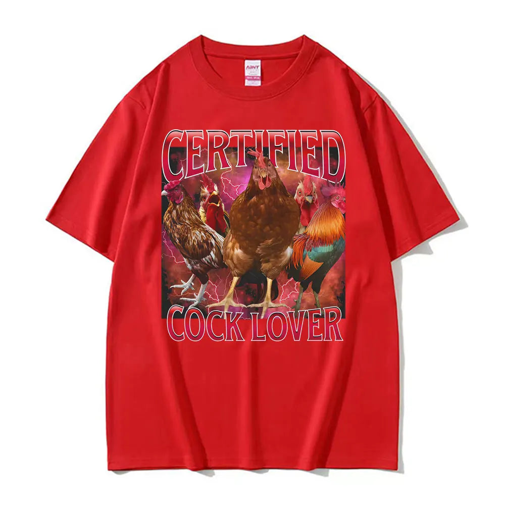 Funny Meme 90s Certified Cock Lover Merch T Shirts Men's Clothing Retro Humor T-shirt Unisex Oversized Loose 100% Cotton T Shirt