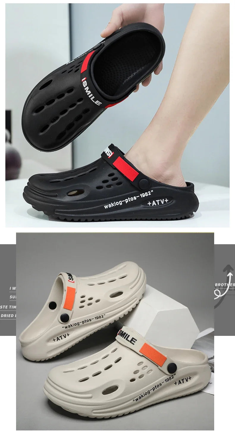 Summer Clogs Sandals 47 Men Clogs EVA Slippers Soft Sole Breathable Beach Slippers Men Home Slippers Outdoor Antiskid Slippers