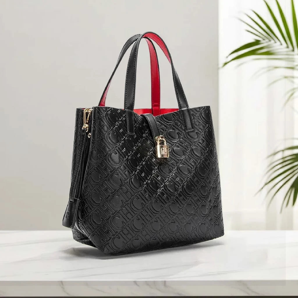 CH Fashion Brand Women's Handbag Large Capacity Casual Diagonal letter Silver Fox Is PU Leather Shoulder Bag