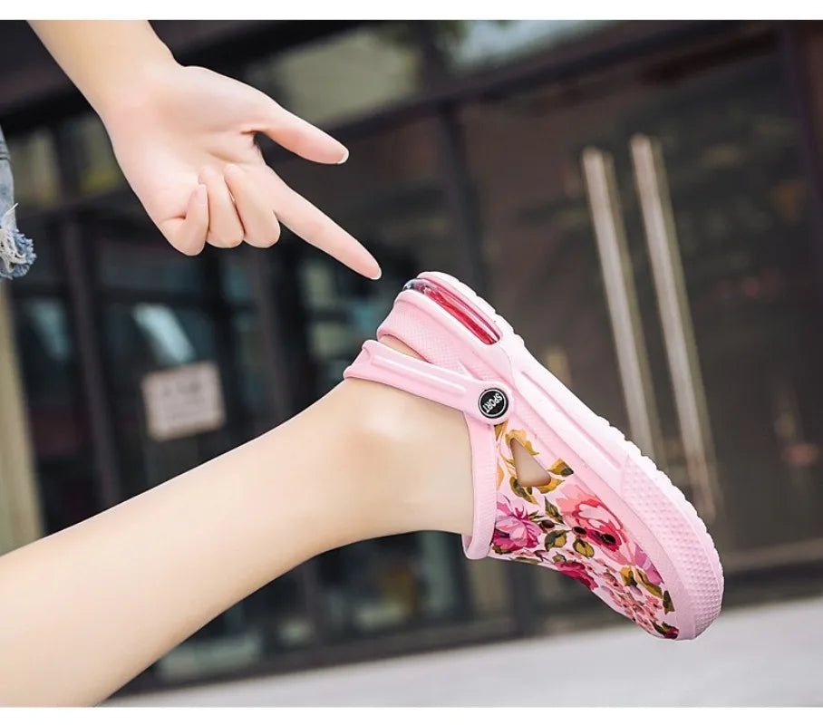 2006 Women's Ethnic Shoes Clogs Soft Sole Two-way Wear for Beach Mules and Pool Women Garden Slides Indoor Nursing Clogs Sandals