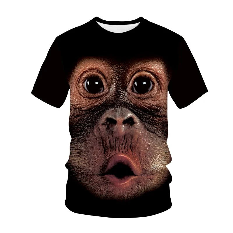 Funny 3D Monkey Graphic T Shirts for Men Clothing Casual Gorilla Animal T-shirt New Men's Hip Hop Short Sleeve T-shirts Tops Tee