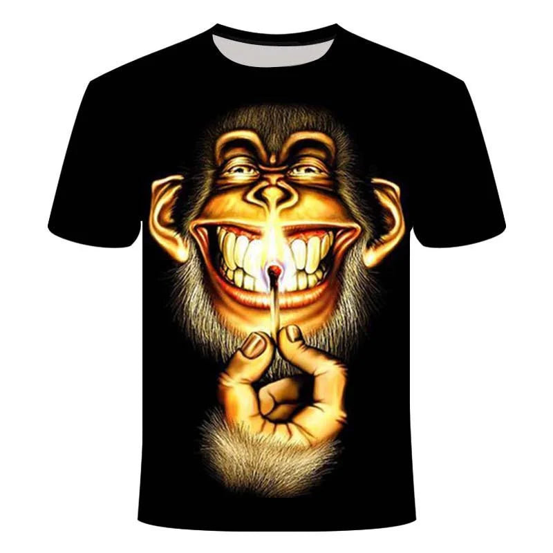 Funny 3D Monkey Graphic T Shirts for Men Clothing Casual Gorilla Animal T-shirt New Men's Hip Hop Short Sleeve T-shirts Tops Tee